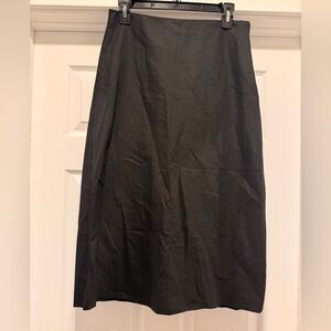Vince Black Midi Linen Blend Skirt